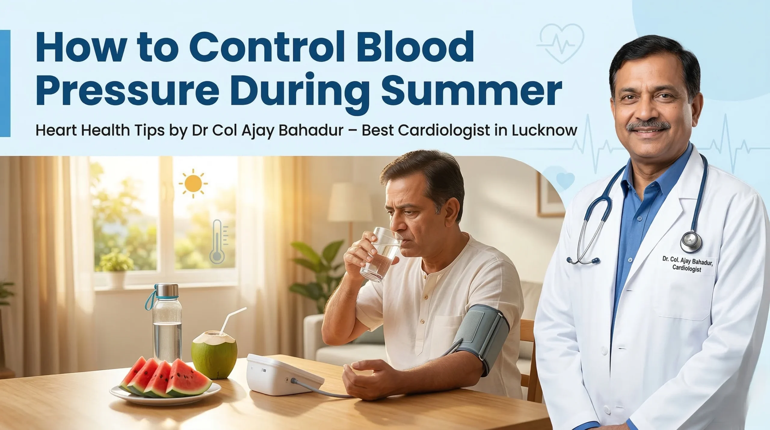 How to control blood pressure during summer – heart health tips by Dr Col Ajay Bahadur, best cardiologist in Lucknow